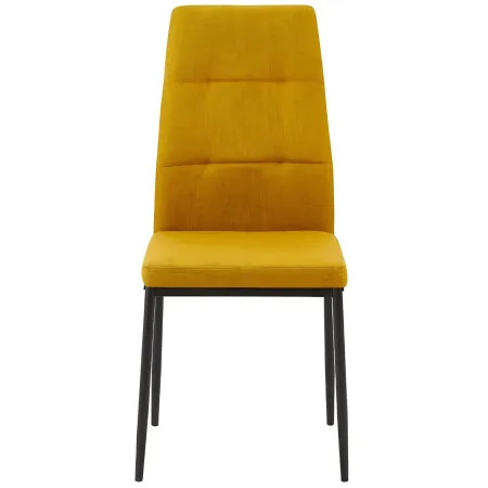 Set 4 Sedie da Pranzo in Tessuto Senape Gambe in Metallo