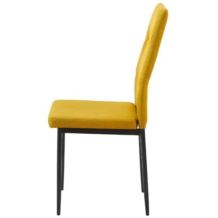 Set 4 Sedie da Pranzo in Tessuto Senape Gambe in Metallo