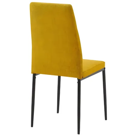 Set 4 Sedie da Pranzo in Tessuto Senape Gambe in Metallo