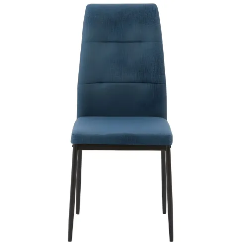 Set 4 Sedie da Pranzo in Tessuto Blu Gambe in Metallo
