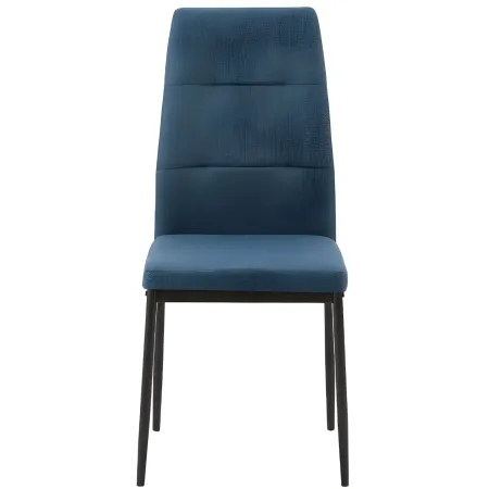 Set 4 Sedie da Pranzo in Tessuto Blu Gambe in Metallo