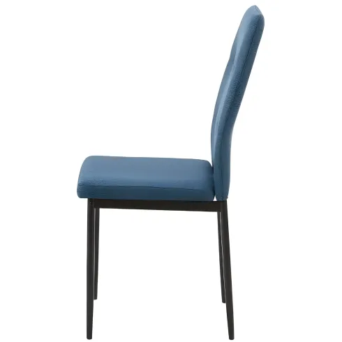 Set 4 Sedie da Pranzo in Tessuto Blu Gambe in Metallo
