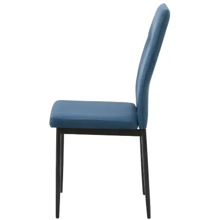 Set 4 Sedie da Pranzo in Tessuto Blu Gambe in Metallo