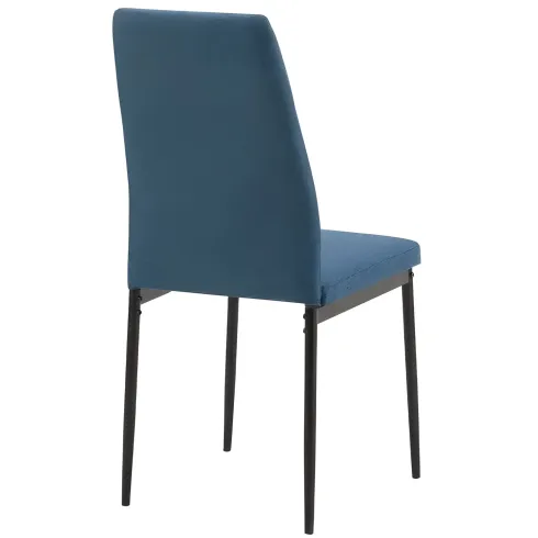 Set 4 Sedie da Pranzo in Tessuto Blu Gambe in Metallo