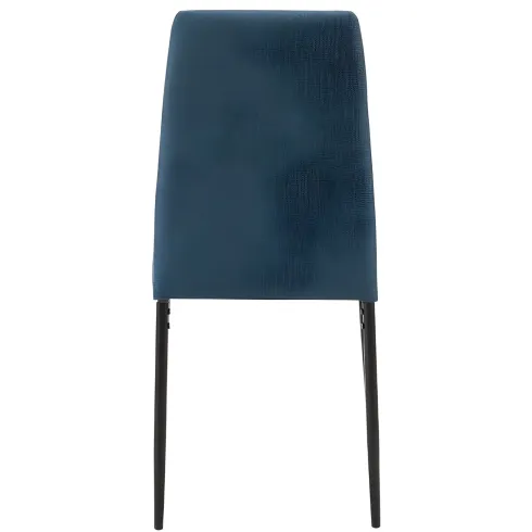 Set 4 Sedie da Pranzo in Tessuto Blu Gambe in Metallo