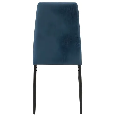 Set 4 Sedie da Pranzo in Tessuto Blu Gambe in Metallo