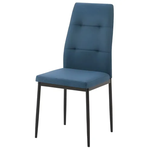 Set 4 Sedie da Pranzo in Tessuto Blu Gambe in Metallo
