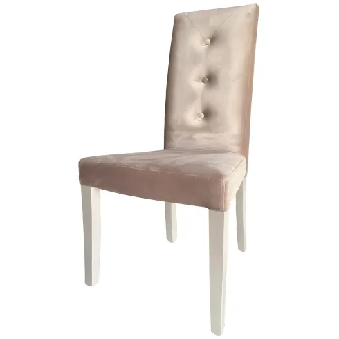 Set 2 Sedie Imbottite Velluto Tortora 3 Bottoni da Interno 47x46x101 cm