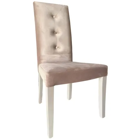 Set 2 Sedie Imbottite Velluto Tortora 3 Bottoni da Interno 47x46x101 cm