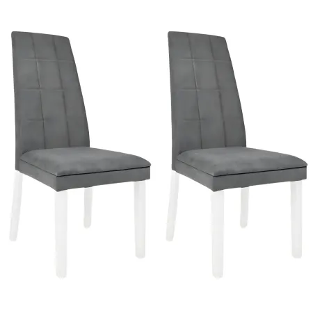 Set 2 Sedie Seduta in Tessuto Grigio Gambe Legno Bianco 46x59,5x101 cm