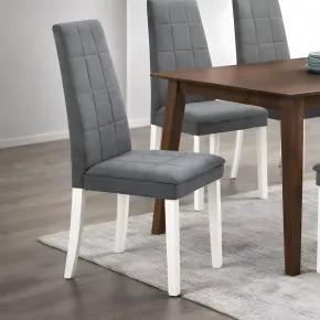 Set 2 Sedie Seduta in Tessuto Grigio Gambe Legno Bianco 46x59,5x101 cm 2