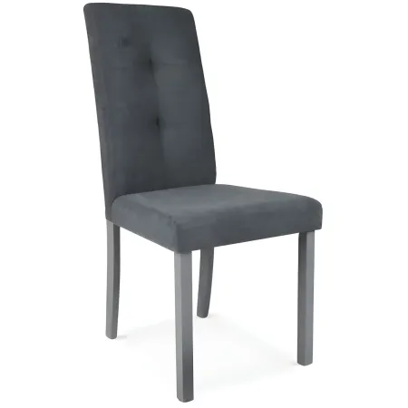 Set 2 Sedie Imbottite in Legno Grigio con Seduta in Tessuto Grigio