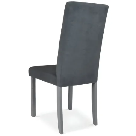 Set 2 Sedie Imbottite in Legno Grigio con Seduta in Tessuto Grigio
