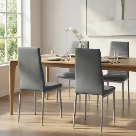 Sedia Cucina Moderna Metallo Grigio Seduta Imbottita Schienale Alto