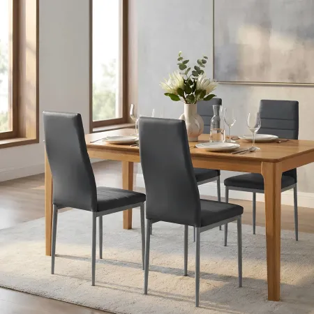 Sedia Cucina Moderna Metallo Grigio Seduta Imbottita Schienale Alto