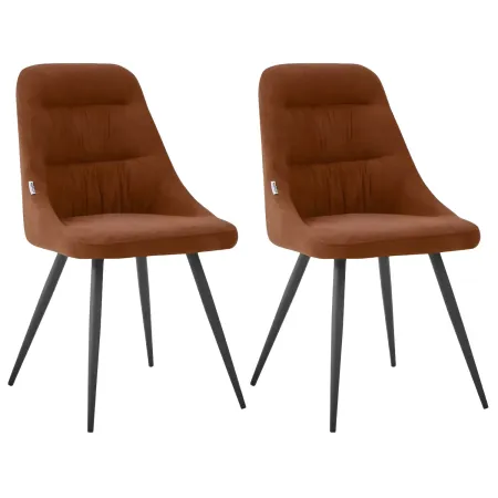 Set 2 Sedie Imbottite in Tessuto Ruggine Gambe in Metallo Nero