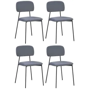 Set 4 Sedie in Vellutino Grigio 44x49x78 cm Struttura in Metallo Nero