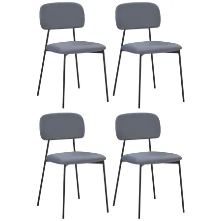 Set 4 Sedie in Vellutino Grigio 44x49x78 cm Struttura in Metallo Nero