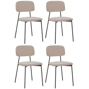 Set 4 Sedie in Vellutino Beige 44x49x78 cm Struttura in Metallo Nero