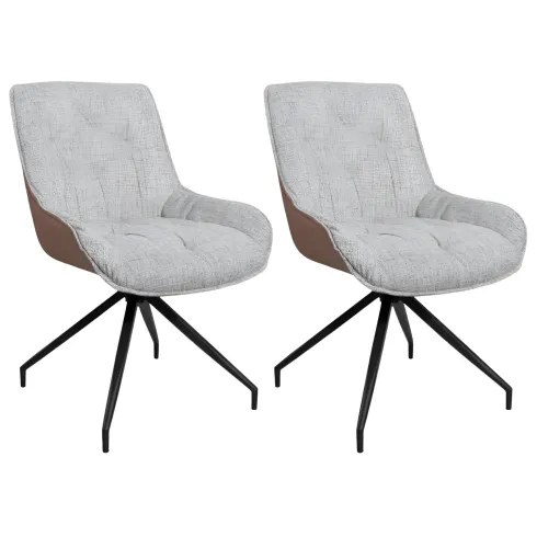 Set 2 Sedie da Pranzo Grigio Chiaro con Base Fissa Gambe in Metallo