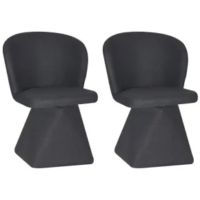 Set 2 Sedie Girevoli in Tessuto Grigio Scuro con Base Piramidale
