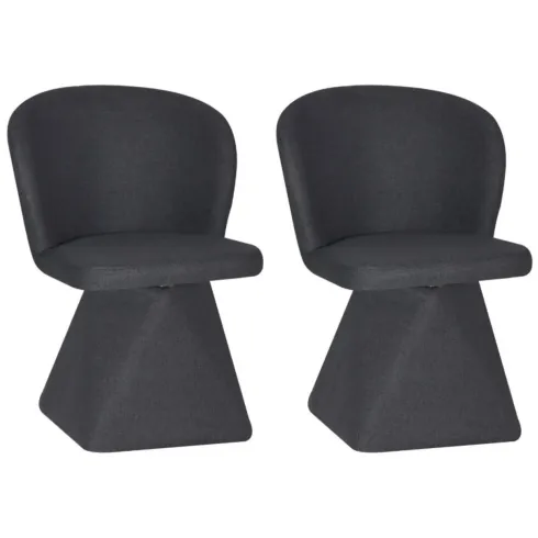 Set 2 Sedie Girevoli in Tessuto Grigio Scuro con Base Piramidale