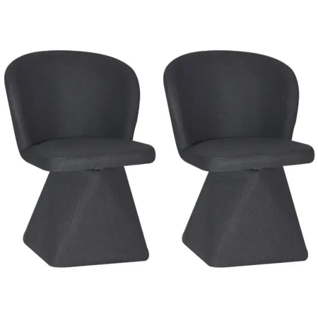 Set 2 Sedie Girevoli in Tessuto Grigio Scuro con Base Piramidale