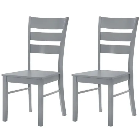 Set 2 Sedie in Legno Grigio da Interno con Schienale Alto