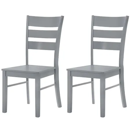 Set 2 Sedie in Legno Grigio da Interno con Schienale Alto