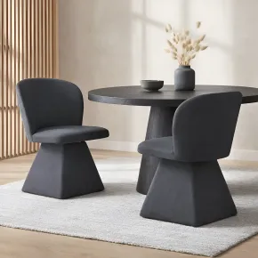 Set 2 Sedie Girevoli in Tessuto Grigio Scuro con Base Piramidale 2