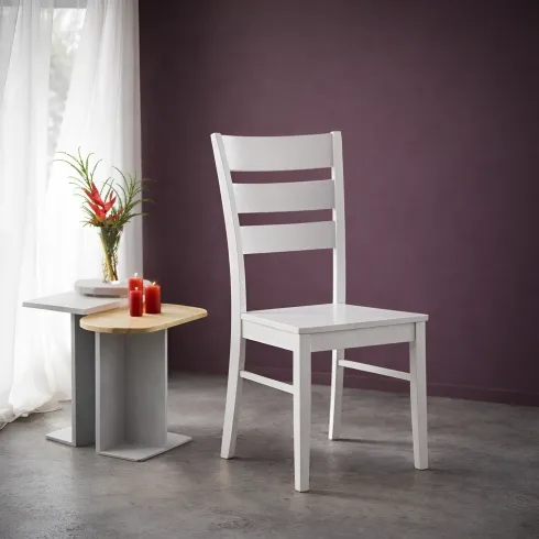 Set 2 Sedie in Legno Bianco da Interno con Schienale Alto