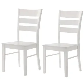 Set 2 Sedie in Legno Bianco da Interno con Schienale Alto