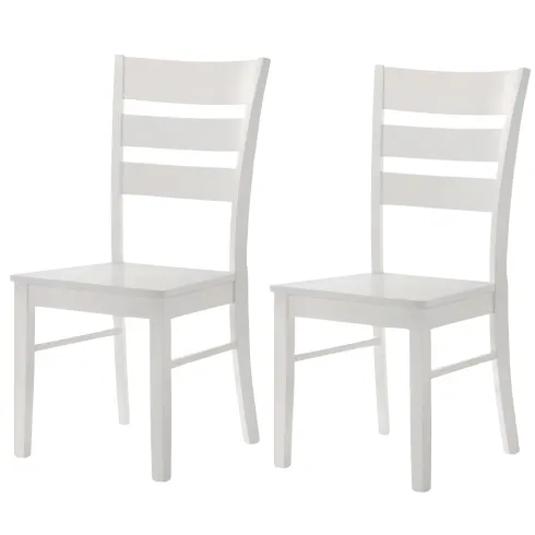 Set 2 Sedie in Legno Bianco da Interno con Schienale Alto