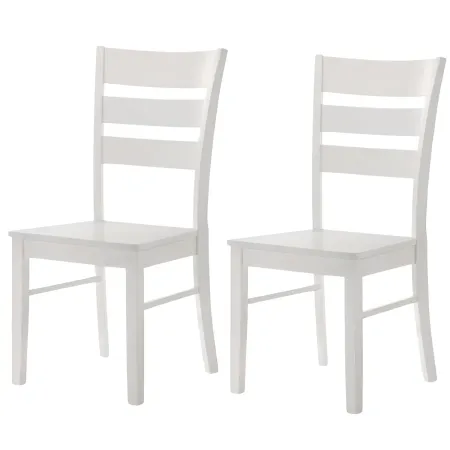 Set 2 Sedie in Legno Bianco da Interno con Schienale Alto
