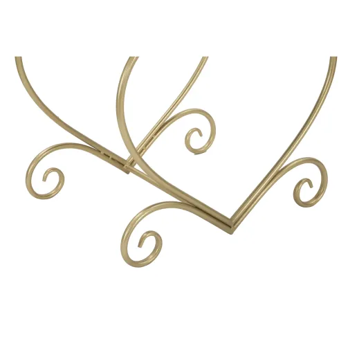 Sgabello Basso Rosa a Cuore in Metallo Oro con Seduta in Velluto