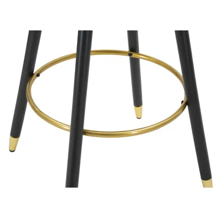Sgabello da Bar Seduta in Velluto Rosa con Gambe in Legno Nero Oro