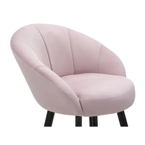 Sgabello da Bar Seduta in Velluto Rosa con Gambe in Legno Nero Oro