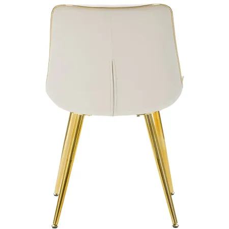 Set 2 Sedie da Pranzo Imbottite Tessuto Crema Finiture Oro Metallo