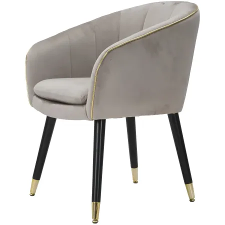 Poltrona in Tessuto Grigio Struttura Metallo Nero Oro Sedia da Pranzo