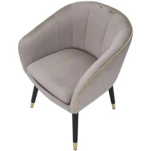 Poltrona in Tessuto Grigio Struttura Metallo Nero Oro Sedia da Pranzo