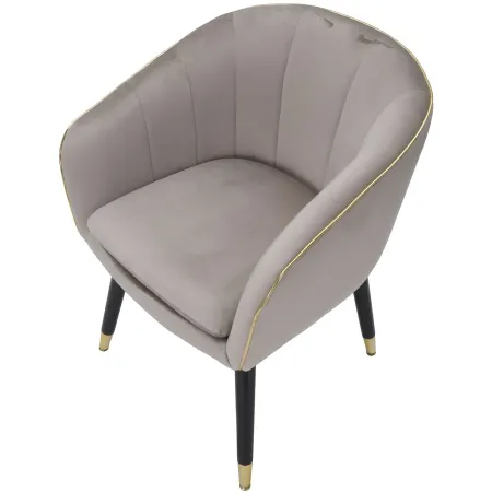 Poltrona in Tessuto Grigio Struttura Metallo Nero Oro Sedia da Pranzo