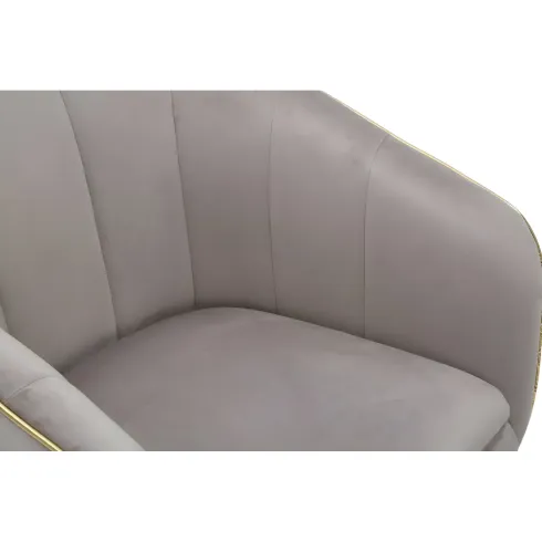 Poltrona in Tessuto Grigio Struttura Metallo Nero Oro Sedia da Pranzo
