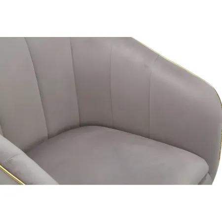 Poltrona in Tessuto Grigio Struttura Metallo Nero Oro Sedia da Pranzo