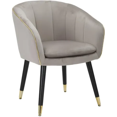 Poltrona in Tessuto Grigio Struttura Metallo Nero Oro Sedia da Pranzo