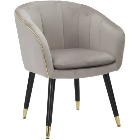 Poltrona in Tessuto Grigio Struttura Metallo Nero Oro Sedia da Pranzo