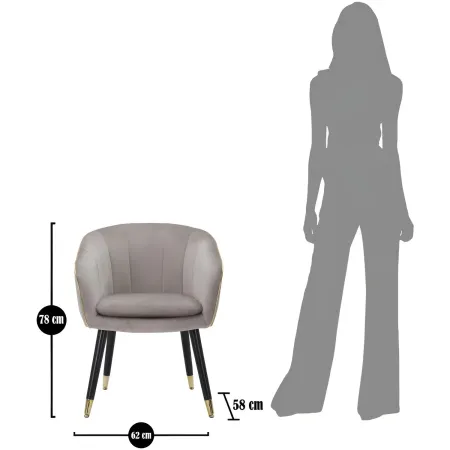 Poltrona in Tessuto Grigio Struttura Metallo Nero Oro Sedia da Pranzo