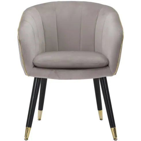 Poltrona in Tessuto Grigio Struttura Metallo Nero Oro Sedia da Pranzo