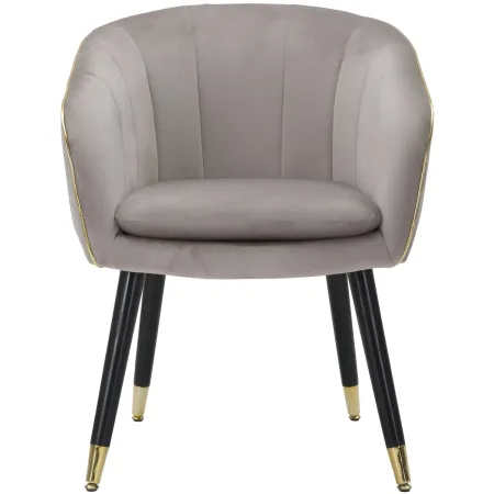 Poltrona in Tessuto Grigio Struttura Metallo Nero Oro Sedia da Pranzo