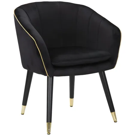 Poltrona in Tessuto Struttura in Metallo Nero Oro Sedia da Pranzo