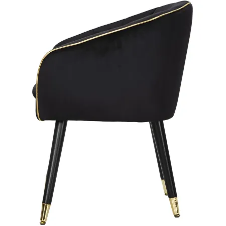 Poltrona in Tessuto Struttura in Metallo Nero Oro Sedia da Pranzo